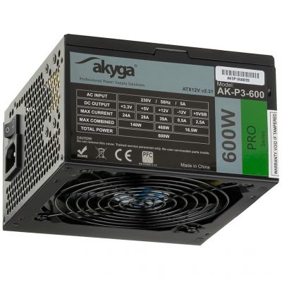  - Incom Group
 5901720130921 Zasilacz ATX 600W Akyga Pro AK-P3-600 Fan12cm P8 5xSATA 2xPCI-E