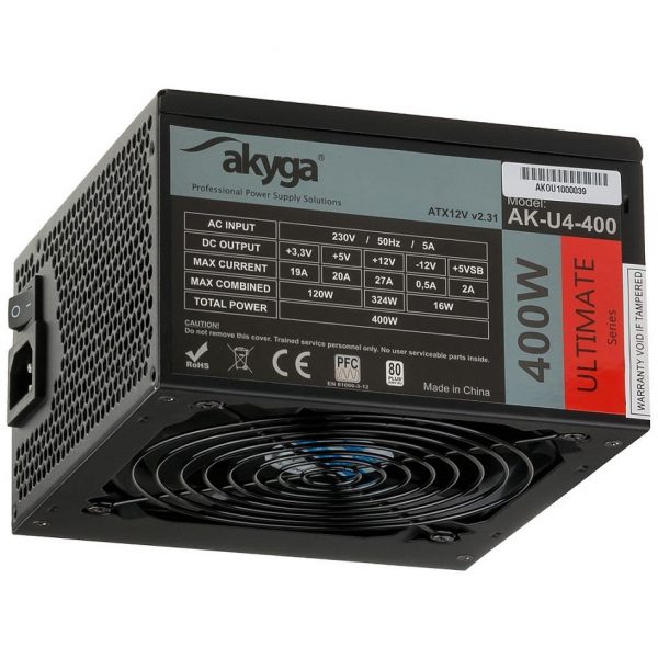 5901720131423 Zasilacz ATX 400W Akyga Ultimate AK-U4-400 80+ Bronze Fan12cm P8 6xSATA 2xPCI-E  - Incom Group
