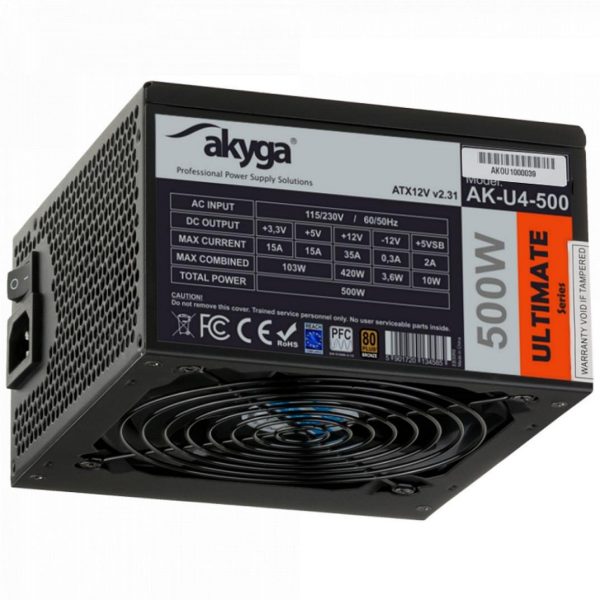 5901720134585 Zasilacz ATX 500W Akyga Ultimate AK-U4-500 80+ Bronze Fan12cm P8 6xSATA 2xPCI-E  - Incom Group
