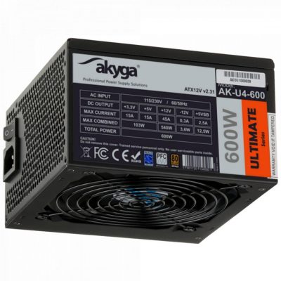 5901720134592 Zasilacz ATX 600W Akyga Ultimate AK-U4-600 80+ Bronze Fan12cm P8 6xSATA  - Incom Group
