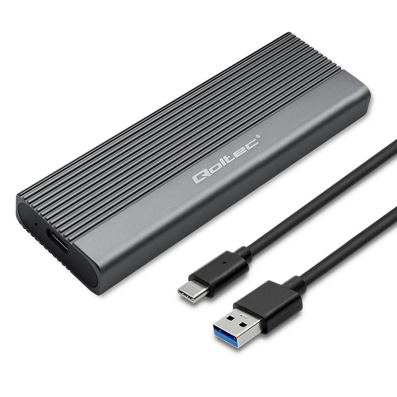 Obudowa/kieszeń Qoltec na dysk SSD M.2 | SATA | NGFF | USB-C | | Super speed 6Gb/s | 2TB | Szary 5901878522678  - Incom Group
