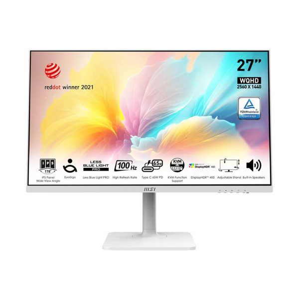 4711377090520 Monitor MSI 27" Modern MD272QXPW HDMI DP USB-C głośniki  - Incom Group
