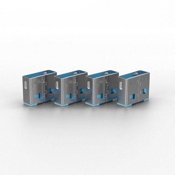 Blokada portów USB LINDY 4 szt Port Locks 4x +Key Blue 4002888404525  - Incom Group
