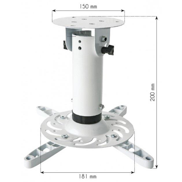 8054529022274 Ramię do projektora Techly 20 cm. 15kg, sufitowe, białe  - Incom Group
