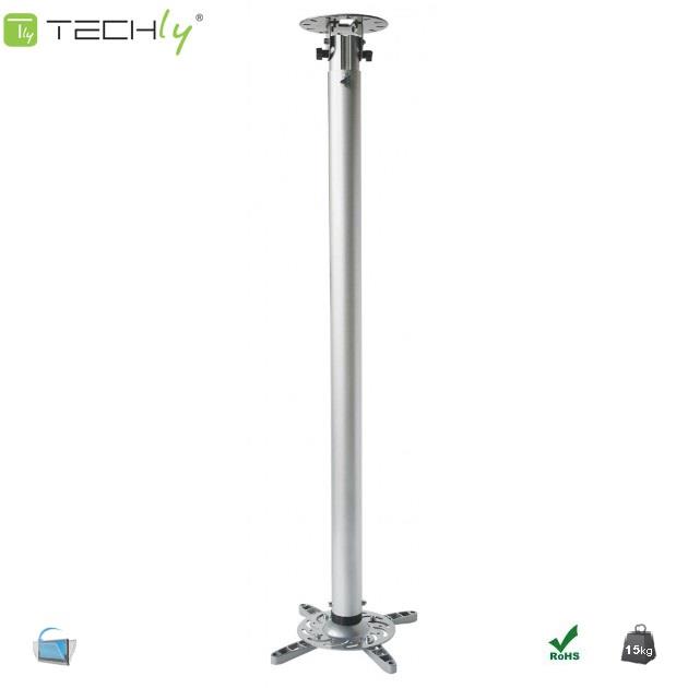 8057685301597 Ramię do projektora Techly 110-190 cm. 15kg, sufitowe, srebrne  - Incom Group
