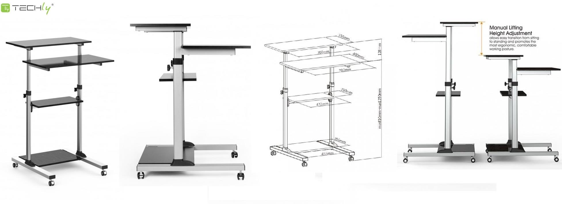  - Incom Group
 8051128102833 Stolik prezentacyjny / Mobilne biurko Techly do projektora/notebooka, mobilny czarny