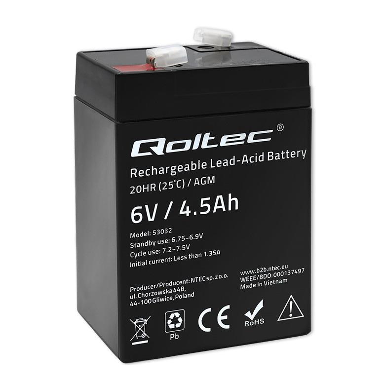 Akumulator AGM Qoltec 6V | 4.5Ah  - Incom Group
 5901878530321