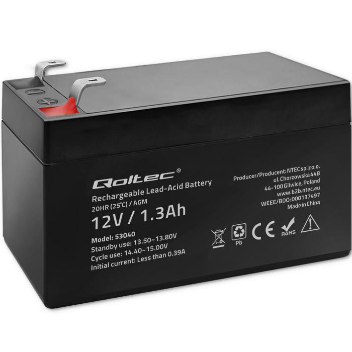 Akumulator AGM Qoltec 12V | 1.3Ah  - Incom Group
 5901878530406