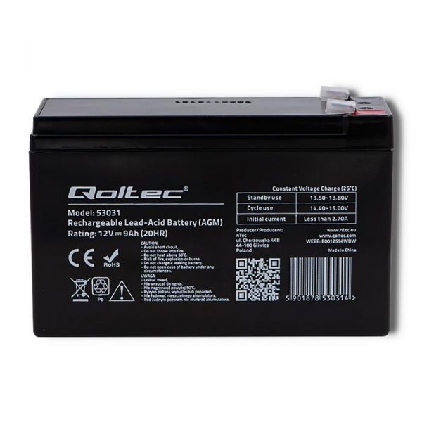  - Incom Group
 5901878530314 Akumulator AGM Qoltec 12V | 9Ah