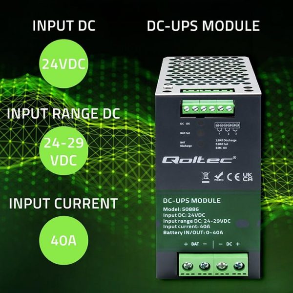 Moduł UPS Qoltec DC na szynę DIN | 40A | 274V  - Incom Group
 5901878508863