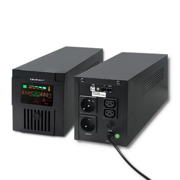 5901878539539 Zasilacz awaryjny UPS Qoltec MONOLITH 1000VA | 600W | LCD | USB  - Incom Group
