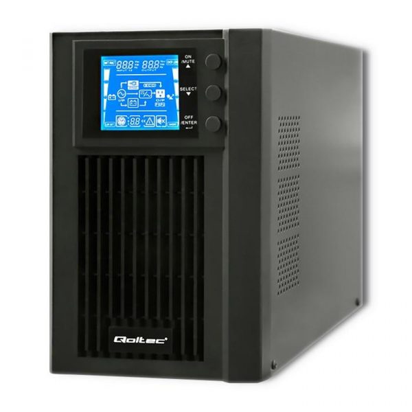 5901878530420 Zasilacz awaryjny UPS Qoltec | On-line | Pure Sine Wave | 1kVA | 800W | LCD | USB  - Incom Group
