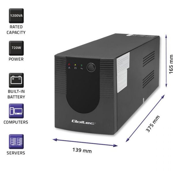 Zasilacz awaryjny UPS Qoltec  Monolith | 1200VA | 720W 5901878537757  - Incom Group
