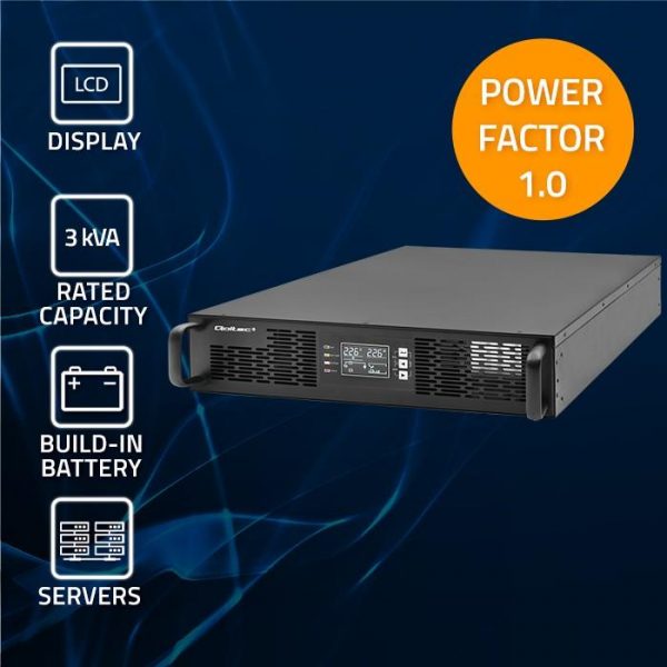 Zasilacz awaryjny UPS Qoltec do RACK | 3kVA | 3000W | Power Factor 1.0 | LCD | On-line  - Incom Group
 5901878522876