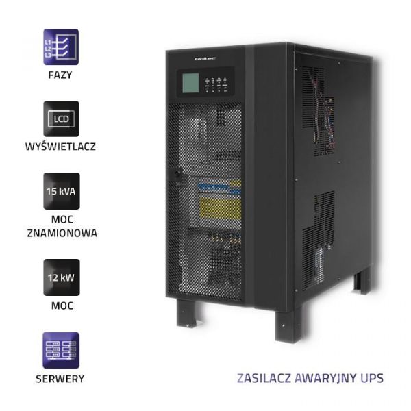  - Incom Group
 Zasilacz awaryjny UPS Qoltec 3-fazowy | 15kVA | 12kW | LCD 5901878539492