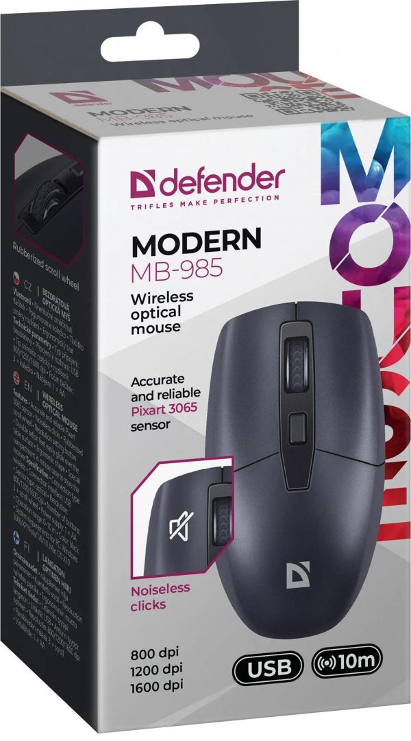  - Incom Group
 Mysz bezprzewodowa Defender MODERN MB-985 optyczna bezklikowa silent 1600dpi czarna 4745090824407