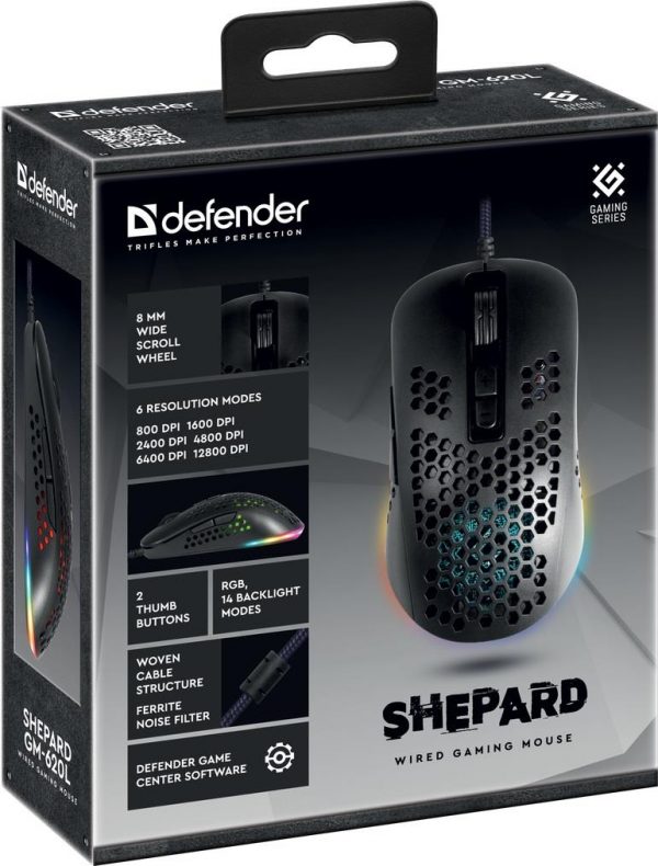 Mysz przewodowa Defender SHEPARD GM-620L 12800dpi 7P Gaming RGB  - Incom Group
 4714033526203