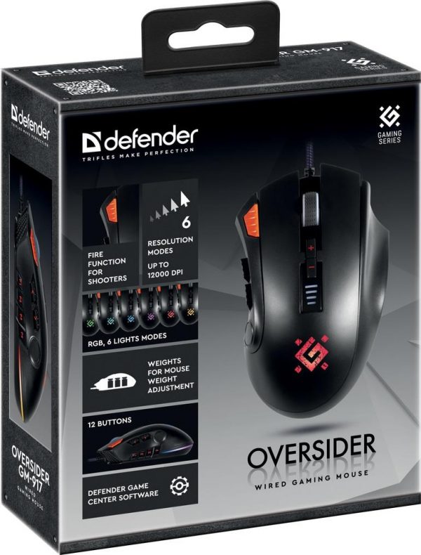 Mysz przewodowa Defender OVERSIDER GM-917 12000dpi 14P Gaming RGB  - Incom Group
 4714033529174