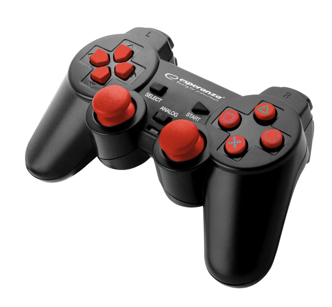 Gamepad PS2/PS3/PC USB Esperanza "Corsair" czarno/czerwony 5901299947111  - Incom Group
