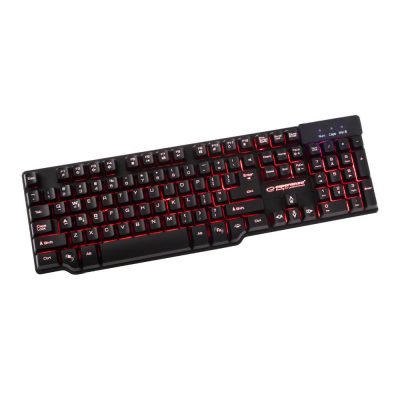  - Incom Group
 Klawiatura przewodowa Esperanza EGK601 Hunter Gaming USB czarno- czerwona 5901299938584