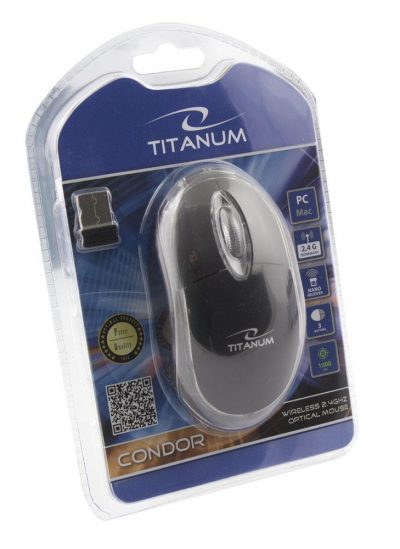 Mysz bezprzewodowa Titanum 3D Condor optyczna 2.4 GHz czarna 5901299926123  - Incom Group
