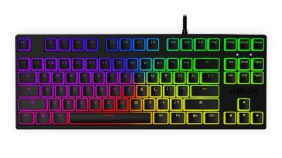 5903018664453  - Incom Group
 Klawiatura przewodowa Krux Atax PRO RGB Pudding Gateron Yellow czarna