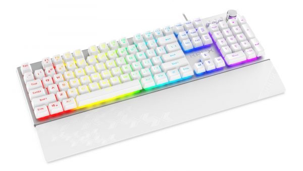 Klawiatura przewodowa Krux Frost Silver-White RGB Gaming White 5903018664491  - Incom Group
