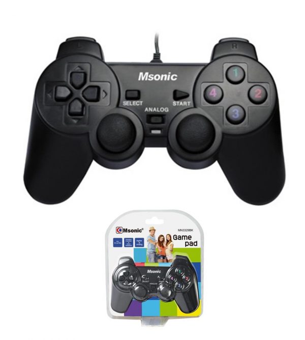 Gamepad przewodowy Msonic USB z funkcją wibracji MN3329BK czarny  - Incom Group
 4718308442021