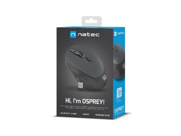 5901969426588  - Incom Group
 Mysz bezprzewodowa Natec Osprey optyczna 1600 DPI Bluetooth + 2.4GHz z cichym klikiem