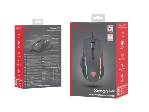 5901969425437 Mysz przewodowa Genesis Xenon 220 optyczna Gaming 6400DPI czarna  - Incom Group
