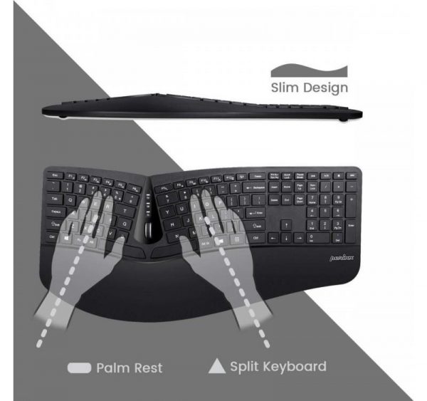 Zestaw bezprzewodowy klawiatura+mysz Perixx PERIDUO-605 Ergonomic czarny  - Incom Group
 4049571002866