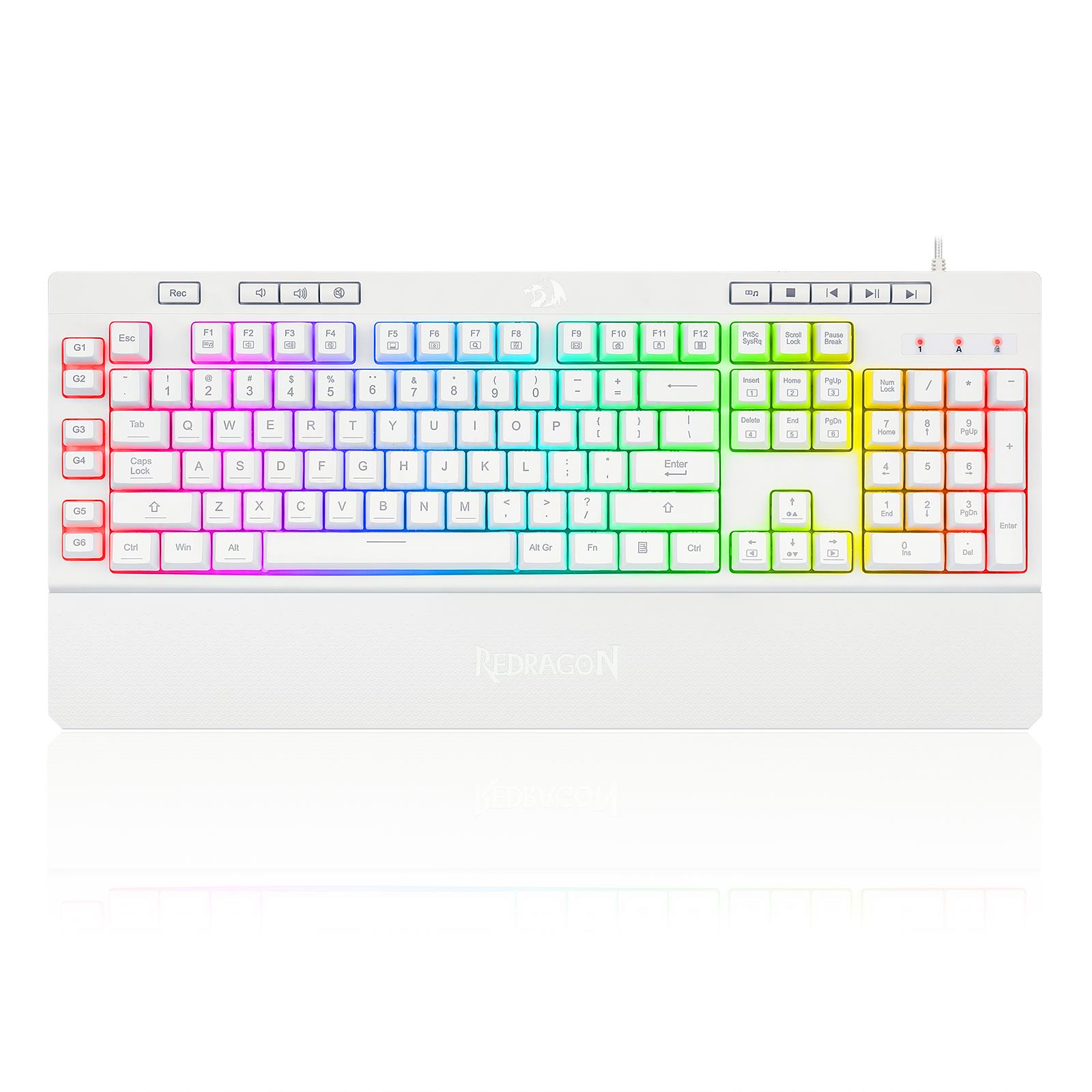 Klawiatura przewodowa Redragon K512W-RGB Shiva White Gaming Biała  - Incom Group
 6950376705044