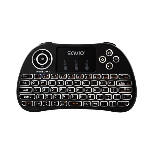 5901986044055 Klawiatura bezprzewodowa Savio KW-02 do TV Box, Smart TV, PS3, XBOX360, PC, podświetlana  - Incom Group
