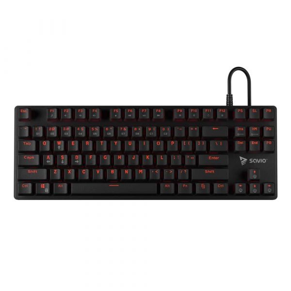 5901986045311  - Incom Group
 Klawiatura przewodowa SAVIO Tempest RX TKL Outemu RED, Gaming, mechaniczna, aluminiowa, podświetlana