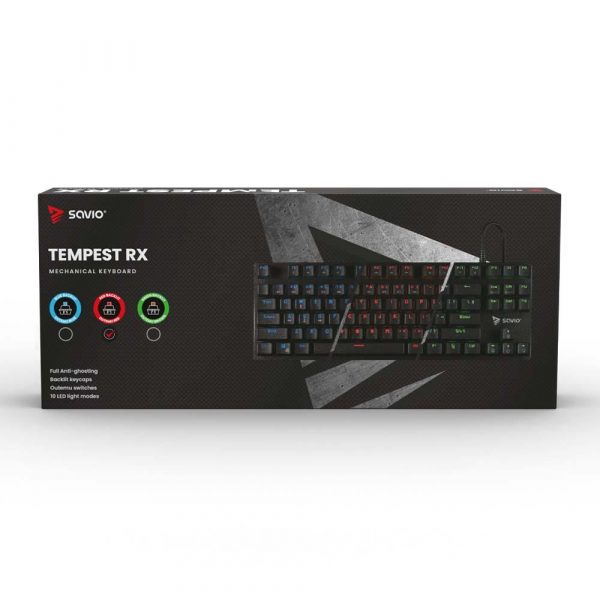  - Incom Group
 5901986045311 Klawiatura przewodowa SAVIO Tempest RX TKL Outemu RED, Gaming, mechaniczna, aluminiowa, podświetlana