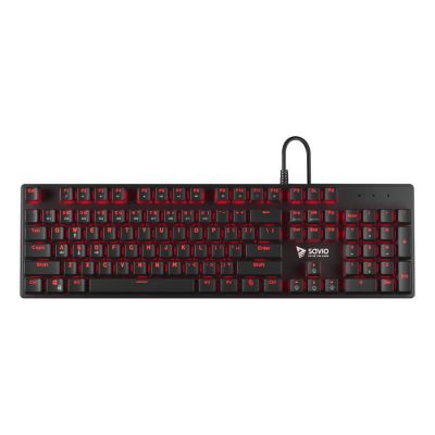 Klawiatura przewodowa SAVIO Tempest RX FULL Outemu RED, Gaming, mechaniczna, aluminiowa, podświetlana  - Incom Group
 5901986046417