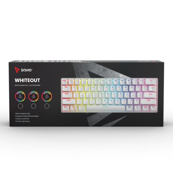  - Incom Group
 5901986047346 Klawiatura przewodowa SAVIO WHITEOUT BLUE mechaniczna Gaming podświetlenie RGB