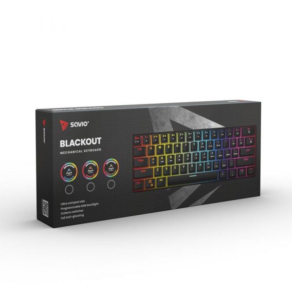 5901986047315 Klawiatura przewodowa SAVIO BLACKOUT BLUE mechaniczna Gaming podświetlenie RGB  - Incom Group
