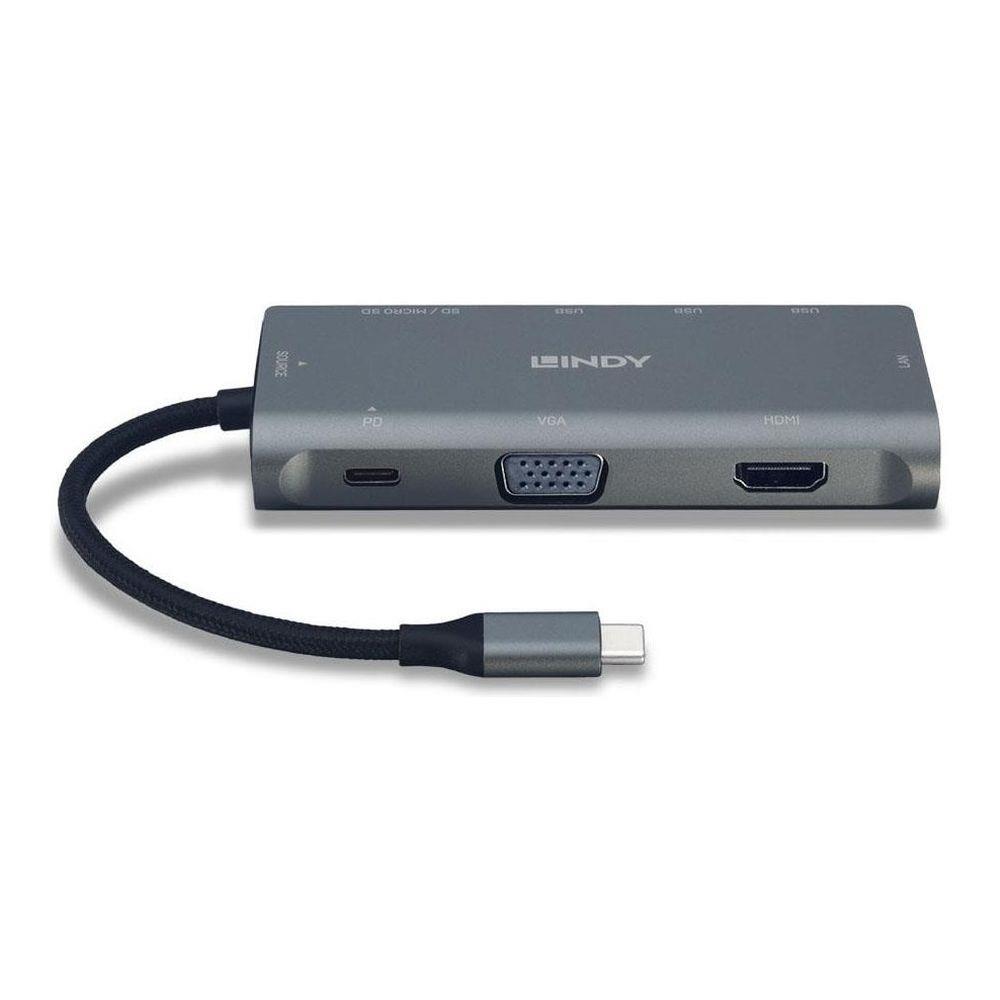 4002888432788  - Incom Group
 Stacja dokująca LINDY USB-C do 1xVGA/1xHDMI/1xRJ45/3xUSB 3.0/1xUSB-C/1xmicroSD/1xSD