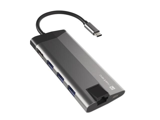 Stacja dokująca USB Natec Fowler Plus Multiport USB-C PD, 3x USB 3.0, HDMI 4K, RJ45, USB-C, SD, Micro SD 5901969426601  - Incom Group
