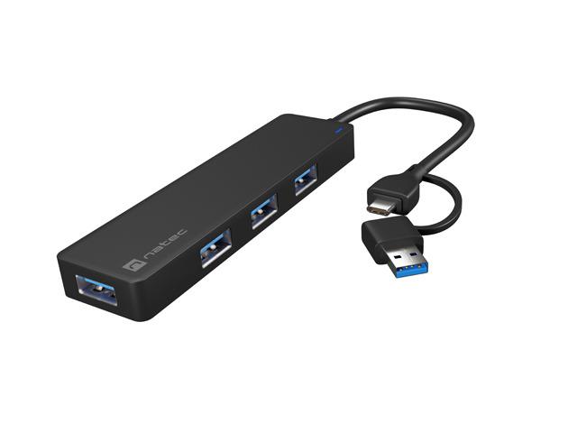 5901969438888  - Incom Group
 Hub USB Natec Mayfly 4xUSB 3.0 czarny USB-C + Adapter USB-A