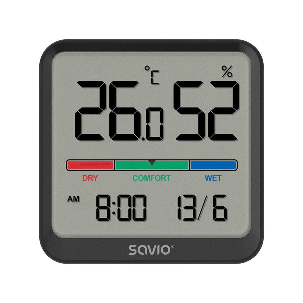 5901986048398  - Incom Group
 Czujnik temperatury i wilgotności SAVIO CT-01/B, ekran LCD, do użytku wewnętrznego, zegar, data