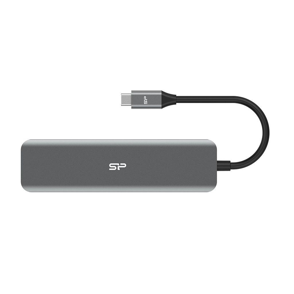 4713436143321 Stacja dokująca Silicon Power Boost SU20 7 w 1 USB/USB-C/HDMI/SD/MicroSD Szary  - Incom Group
