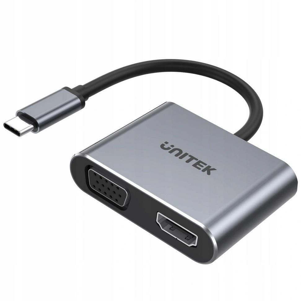 4894160042682 Hub USB-C Unitek D1049A, HDMI 2.0, VGA, USB-A, PD 100W  - Incom Group
