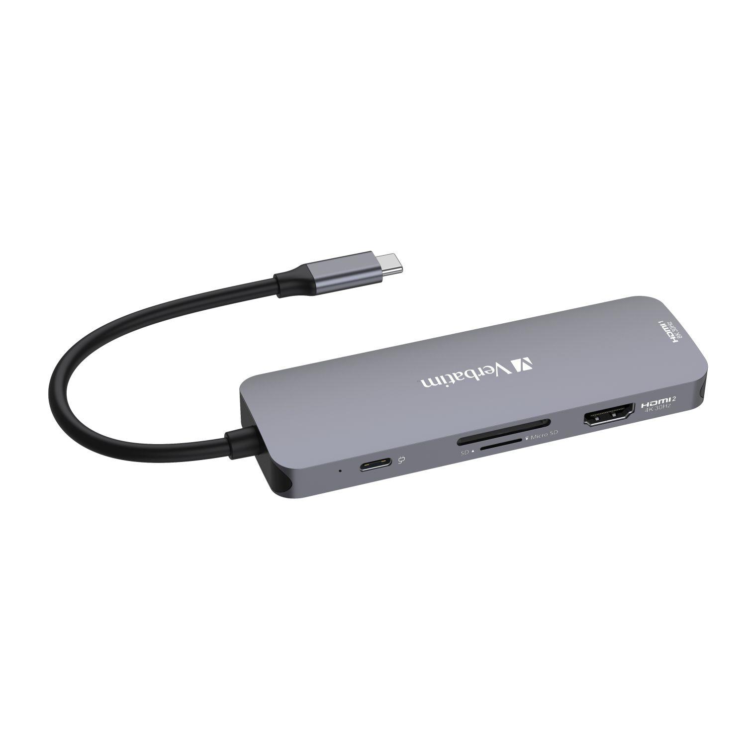  - Incom Group
 0023942321514 Hub USB Verbatim Multi Port CMH-08: 1x USB-C PD, 3xUSB-A 3.0, 2xHDMI, SD/microSD