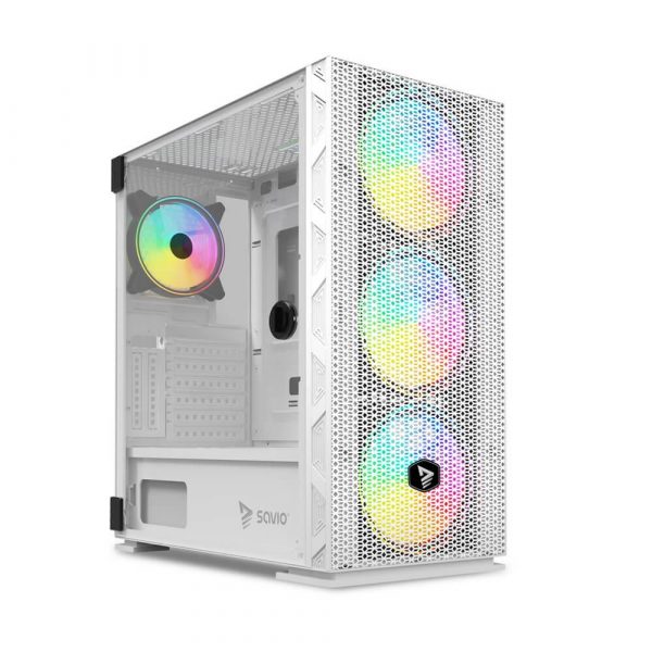 Obudowa PC SAVIO Raptor White X1 ARGB Mesh/Glass 5901986048039  - Incom Group
