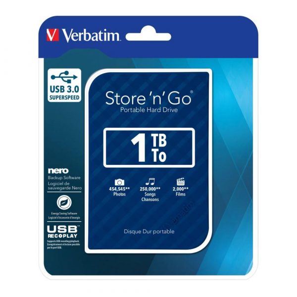  - Incom Group
 Dysk zewnętrzny Verbatim 1TB Store 'n' Go 2.5" niebieski USB 0023942532002