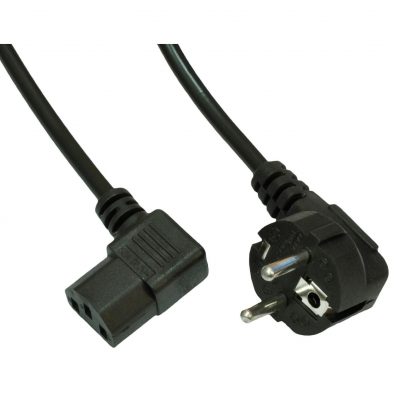 Kabel zasilający Akyga AK-PC-02A CEE 7/7 - IEC C13 kątowy 250V/50Hz 10A 1,5m czarny 5901720131706  - Incom Group
