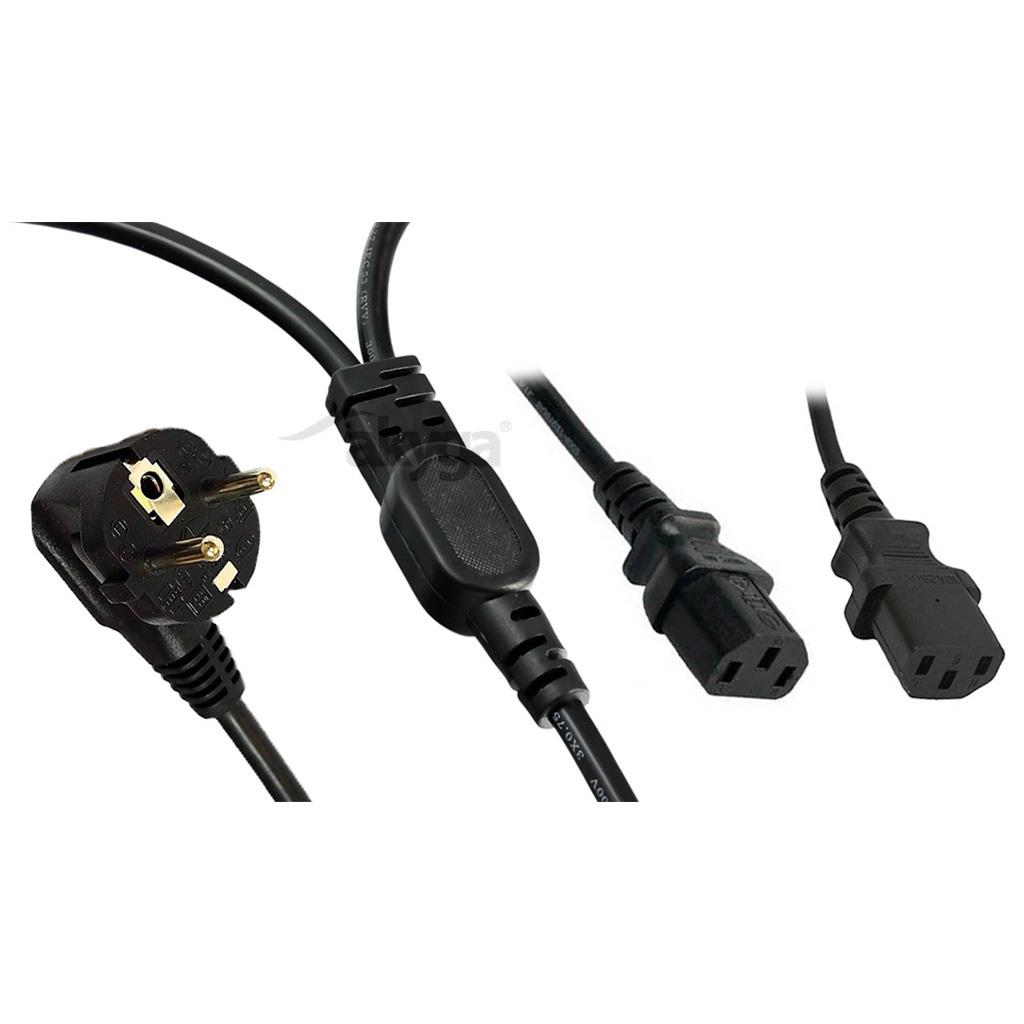  - Incom Group
 Kabel zasilający Akyga AK-PC-04A CEE 7/7 2xC13 250V/50Hz 1,8m czarny 5901720130730