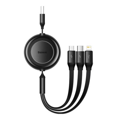 Kabel przewód USB 3w1 - USB-C, Lightning, micro USB 110cm Baseus CAMJ010001 do 3,5A 6932172609030  - Incom Group
